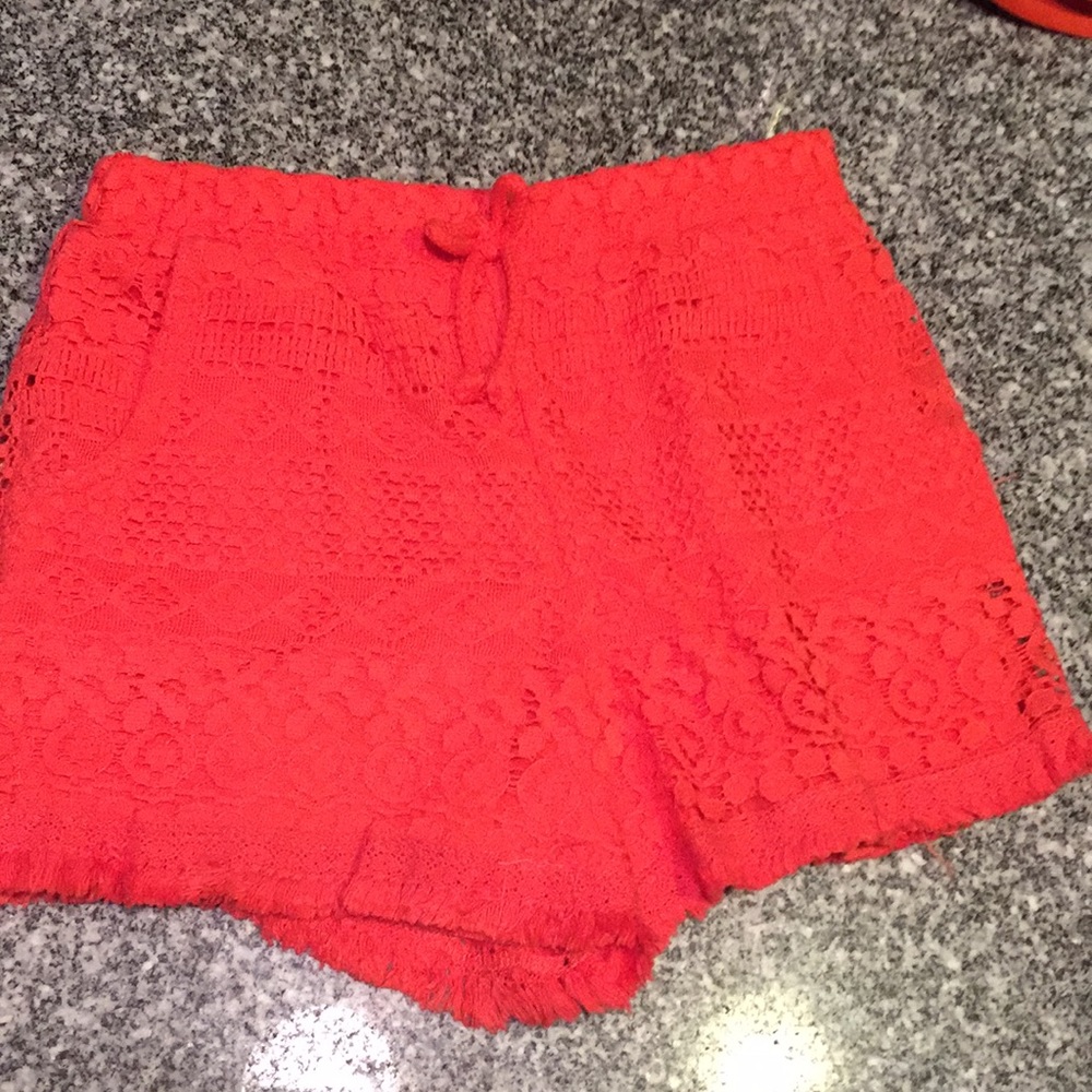 Girls red/orange lacy shorts